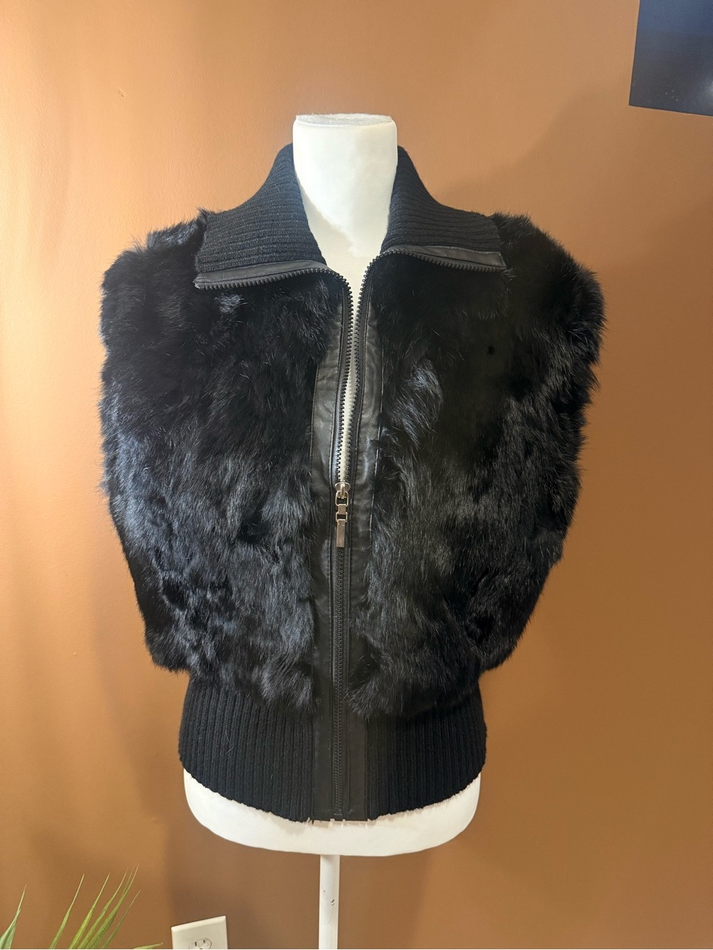Jennyfer J Genuine Rabbit Fur Zip Vest